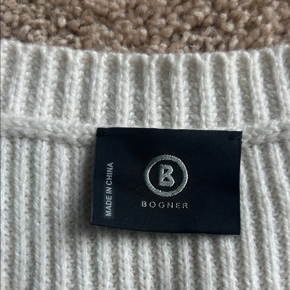 Bogner Cream White Crewneck Sweater - Picture 2 of 5